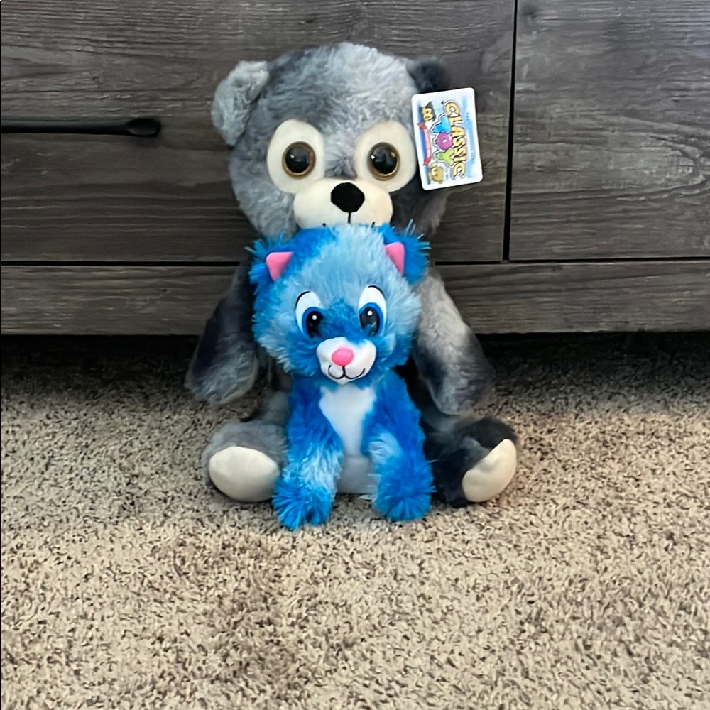 Blue and Gray Plush Toy Set
